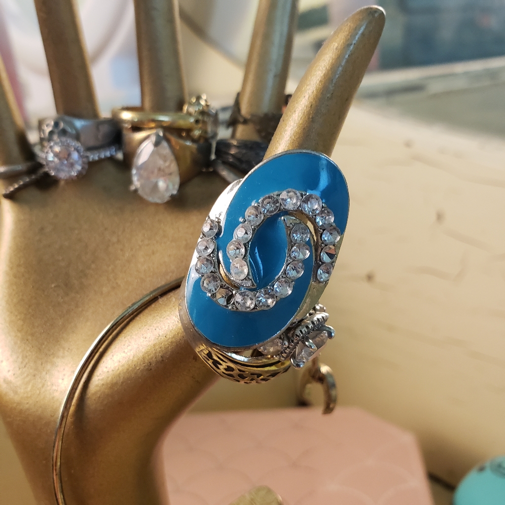 Large Blue & Silver Ring